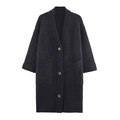 Long cardigan noir en maille avec fils métalliques discrets et fermeture à trois boutons - S / Noir