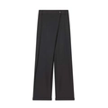 Elegante pantalón negro de talle alto con pernera ancha y diseño asimétrico - XS / Negro
