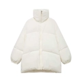 Chaqueta acolchada blanca con cuello alto, cierre de cremallera y diseño acolchado liso - S / Blanco