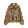 Chaqueta bomber para mujer en piel sintética dorada y negra con cremallera frontal - XS / Dorado