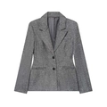 Dames blazer van grijze tweed met visgraatmotief, reverskraag en twee knopen - S / Grijs
