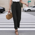 Pantalones de playa negros para mujer de talle alto tipo paperbag con cordón ajustable - XS / Negro