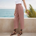 Pantalones de playa de cintura alta y pierna ancha en rosa palo con tejido arrugado - XS / Caoba