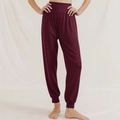 Pantalón de yoga granate de talle alto en modal suave con puños elásticos bajos - S / Burdeos