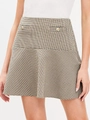 High waist plaid mini skirt with golden buttons and retro houndstooth pattern details - S / Bottoms / Apricot Checkered
