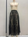 Women's gothic black floral lace maxi skirt with elastic high waist in sheer finish - S / Black (Without Panties)