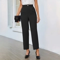 Détails du pantalon de costume noir taille haute avec plis et fermeture à bouton - S / Noir