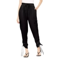 Women's black cargo joggers featuring large pockets and adjustable ankle strap ties - XXL / Black