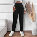 Pantalon femme en velours côtelé noir à taille haute et coupe droite décontracté - S / Noir