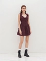 Mini-robe sans manches à carreaux rouges et bleus avec col polo et détails boutonnés - Taille S / Carreaux Rouges