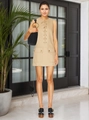 Robe utilitaire sans manches kaki avec laçage frontal et quatre poches à rabat chic - S / Kaki