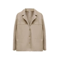 Blazer classique ample en daim kaki avec revers crantés et poches en vue à plat - S / Kaki