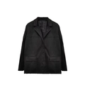 Blazer classique en daim noir avec fermeture à trois boutons et grandes poches à rabat - S / Noir