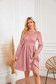 Gedetailleerde gebreide textuur van een mauve A-lijn jurk met ronde hals en mouwen - 2XL / Roze