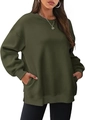 Détail du sweat-shirt oversize vert olive avec poignets côtelés et poches invisibles - S / Vert Militaire