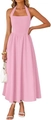 Detail of light pink halter neck dress with high waist pleats and side pockets - Pink