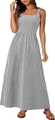 Sleeveless gingham maxi dress with square neck and black and white checkered pattern - Black