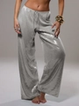 Pantalon large à paillettes argentées pour femme avec cordon de serrage style fête - Argent