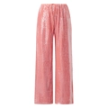 Pantalon large à paillettes roses étincelantes avec cordon à la taille - Orange