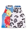 Halter neck sleeveless top with floral print and black leaf pattern on white base - S / Tops / White