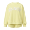 Women's light yellow casual two-piece lounge set with FANCY embroidery detail - S / Top And Bottom / Yellow