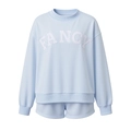 Women's casual light blue two-piece set with long sleeve FANCY sweatshirt and shorts - S / Top And Bottom / Light Blue