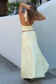 Detailansicht der Rückseite des gelben Polka-Dot-Halter-Tops und des Meerjungfrauen-Rocks - S / Gelb
