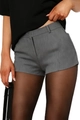 Slim fit high waisted grey stretch shorts with vertical texture and belt loops - S / Gray