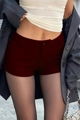 Women's high waist slimming shorts in deep wine red color for a trendy urban look - S / Burgundy