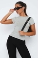 Slim fit light gray crew neck t-shirt for women in soft cotton blend fabric - Gray
