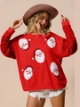 Rode kersttrui met mouwen van pailletten en kerstmanpatroon voor een feestelijke look - S / Standaardtype / Rood