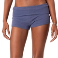 Mini short côtelé bleu ardoise ajusté avec taille rabattable pour le yoga et le sport - Bleu