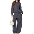 Deep gray loungewear set featuring oversized hoodie and wide-leg sweatpants style - S / No.2 Grey
