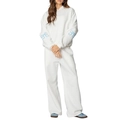 White oversized hoodie set with light blue ribbon bow print on cuffs and wide-leg pants - S / Hooded Pants Set / No. 2 White