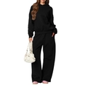 Ensemble détente noir pour femme avec sweat à capuche et pantalon large assorti - S / Haut Et Bas / Noir