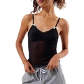 Sexy schwarzes gepunktetes Camisole mit weißen Schleifen und Spitzenbesatz für Damen - S / Schwarz