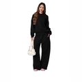 Ensemble sweat à capuche noir oversize et pantalon de sport large pour femme - Noir