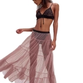 Rosafarbener Polka-Dot-Netzrock mit hoher Taille, schwarzem Gummibund und Stufenvolants - L / Rosa