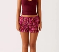 Tiered ruffle shorts in pink and purple leopard print with a flowy layered design - S / Bottoms / Rose Red