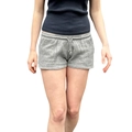 Damen Strick-Shorts in Grau mit elastischem Tunnelzug für Freizeit und Sport - Hellgrau