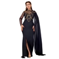 Detail of elegant black evening gown featuring intricate gold rhinestone sequins on the chest - S / Black & Gold