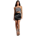 Zweiteiliges Damen-Party-Set mit Pailletten-Crop-Top und Strass-Minirock in Schwarz - S / Schwarz