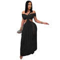 Detail view of black cut-out evening dress with sheer mesh panel and bodycon fit - S / Black