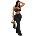 Detalle del conjunto negro de dos piezas con pantalones cut-out y top bandeau - S / Negro