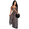 Abito lungo da donna con stampa serpente, dettagli cut-out e spalline con perline chic - S / Snake Print