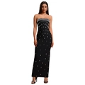 Detailansicht der schimmernden silbernen Strasssteine auf einem schwarzen Bandeau-Kleid - S / Schwarz