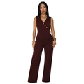 Completo bordeaux con gilet smanicato scollo a V e pantaloni larghi con bottoni dorati - S / Borgogna