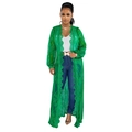 Detailed view of the emerald green lace cardigan featuring delicate floral hollow patterns - S / Green