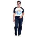 Dettaglio di un set a due pezzi con T-shirt maniche raglan e pantaloni con intagli - S / Nero