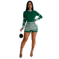 Detail of dark green romper with rhinestone embellishments on collar and sleeves - S / Dark Green